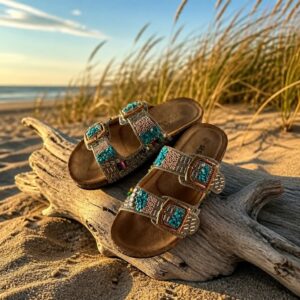 Sandaler Sten Turkis/Pudder