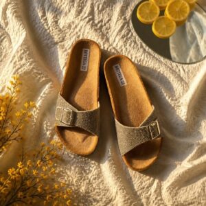 Sandaler Enkelt Rem Rosaguld Sten