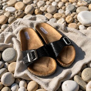 Sandaler Enkelt Rem Sorte Sten