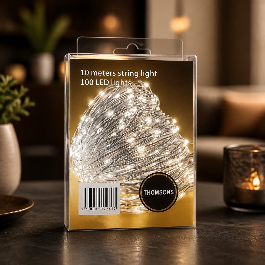 Lyskæde Wire Sølv 10M 100 Dioder - Billede 2