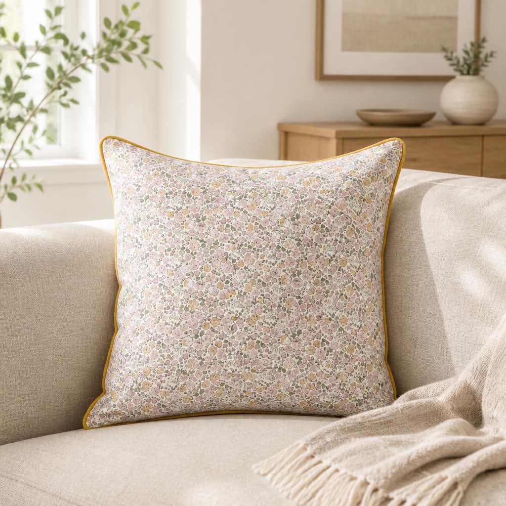 Pude Blomster Rosa/Gul - Cozy Living