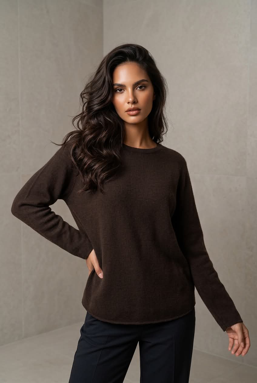 Strikbluse Mokka - New Collection Onesize