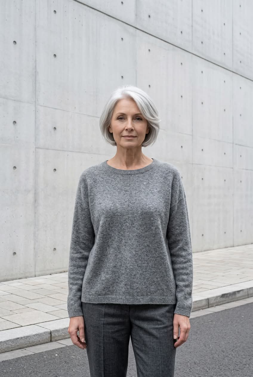 Strikbluse Grå - New Collection Onesize - Billede 3