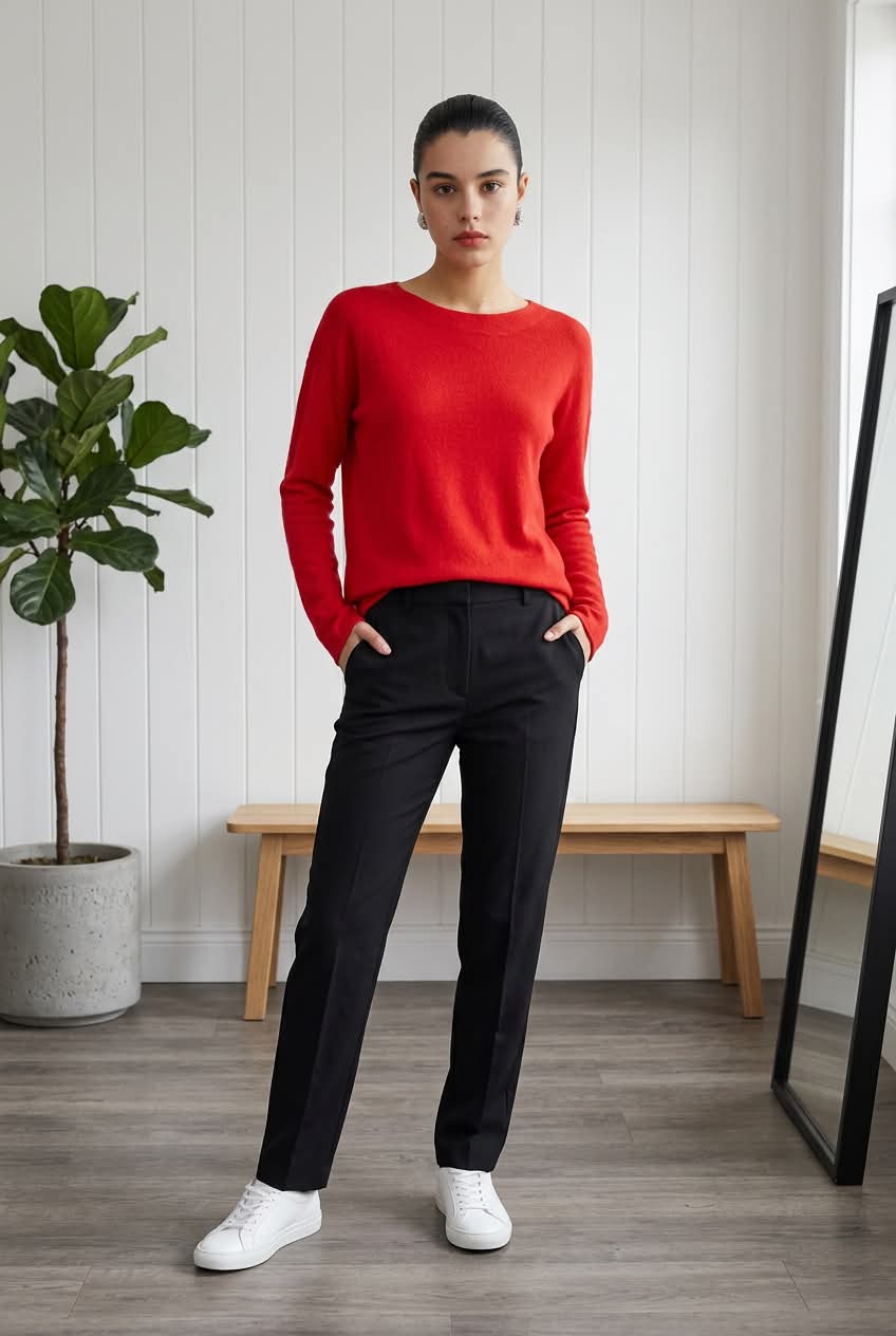 Strikbluse Rød - New Collection Onesize - Billede 2