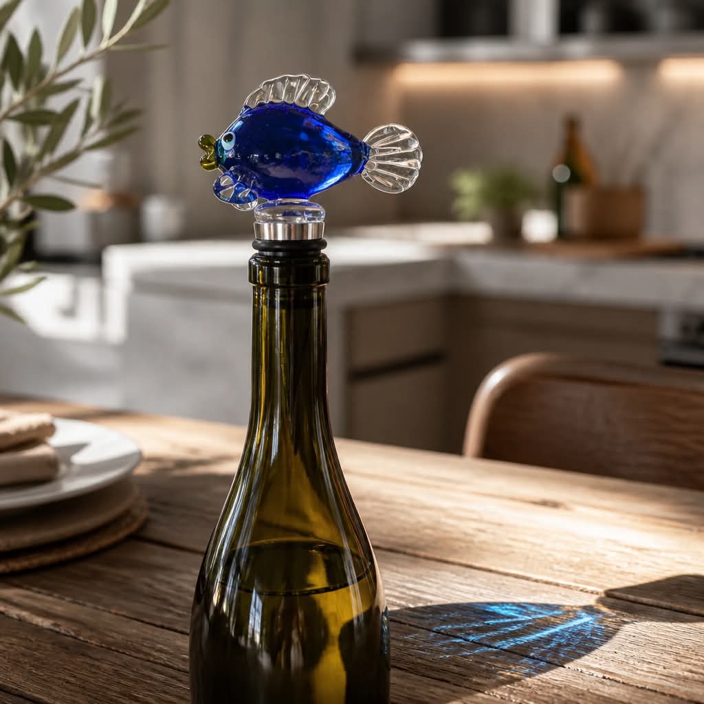 Vinprop med Håndlavet Glas Fisk - Billede 2