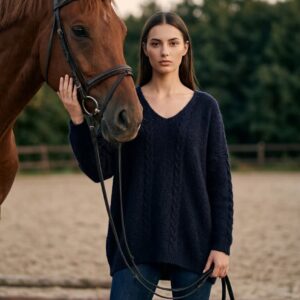 Kabeltrik bluse Marine - One Size (L/XL)