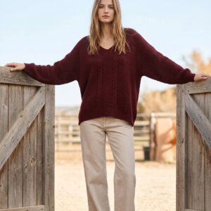 Kabeltrik bluse Bordeaux - One Size (L/XL)
