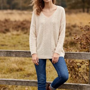 Kabeltrik bluse Creme - One Size (L/XL)
