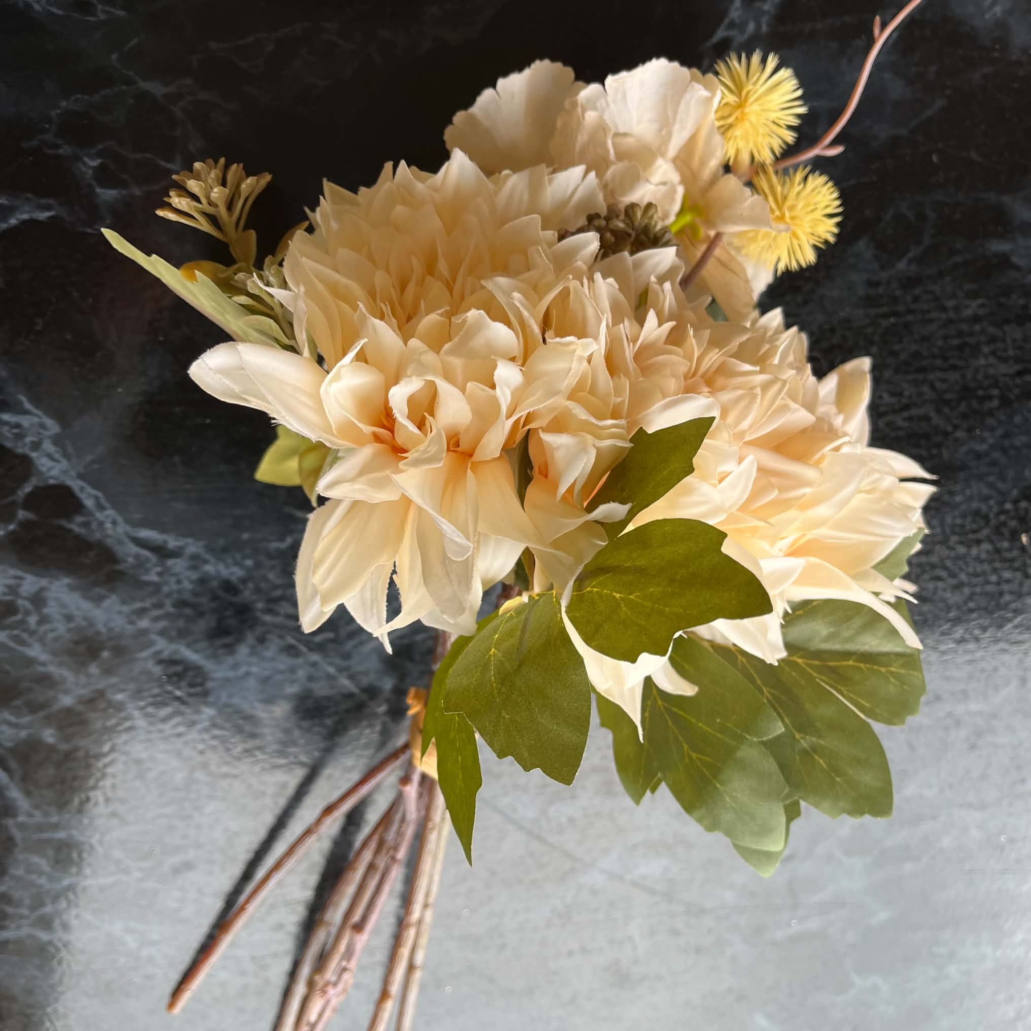 Buket Kunstige Georginer/Hortensia - Creme - Billede 2