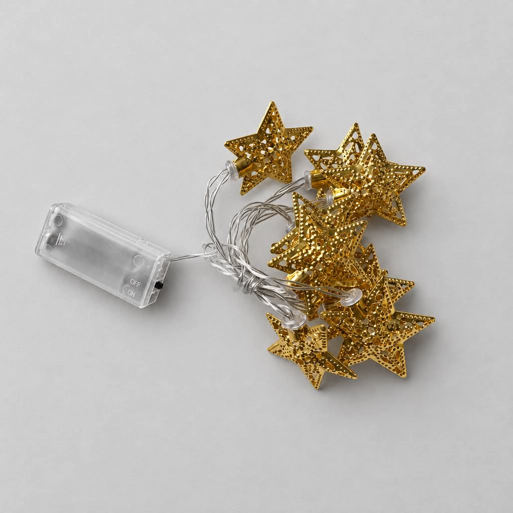 Lyskæde med Guld Stjerner - Billede 3