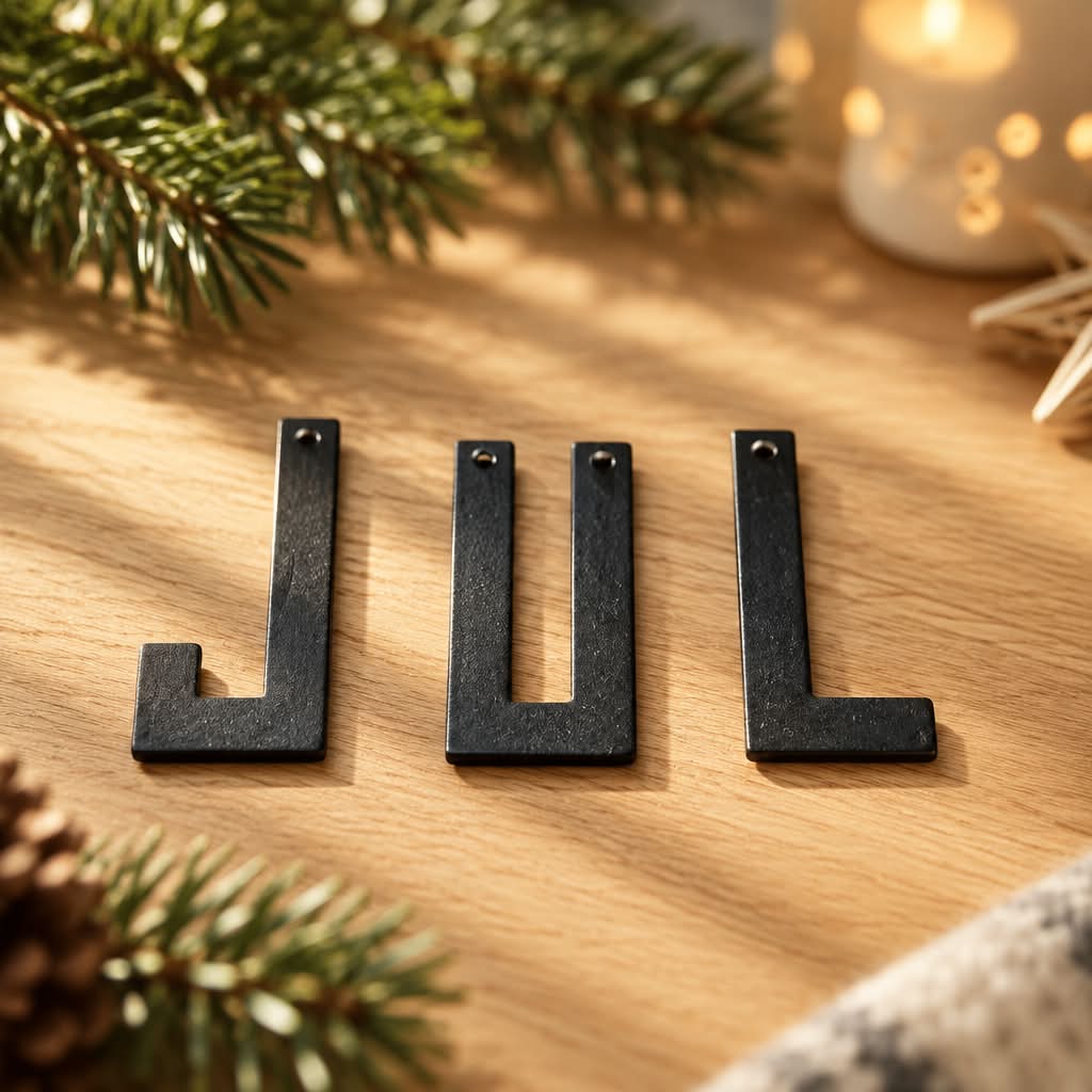 Dekorationsbogstaver JUL Sort
